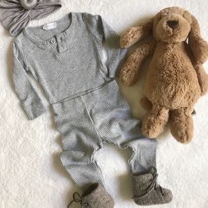 Jamie Kay ribbed long sleeve onesie light grey